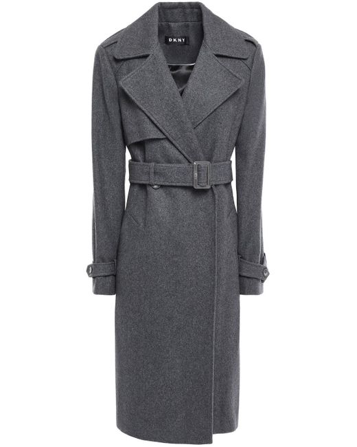DKNY Gray Wool-blend Felt Trench Coat