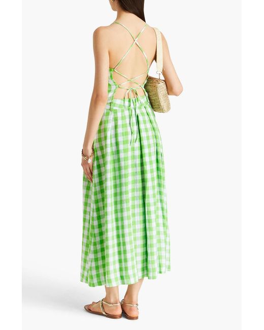 Mara Hoffman Green Carrie cropped oberteil aus hanf mit karomuster