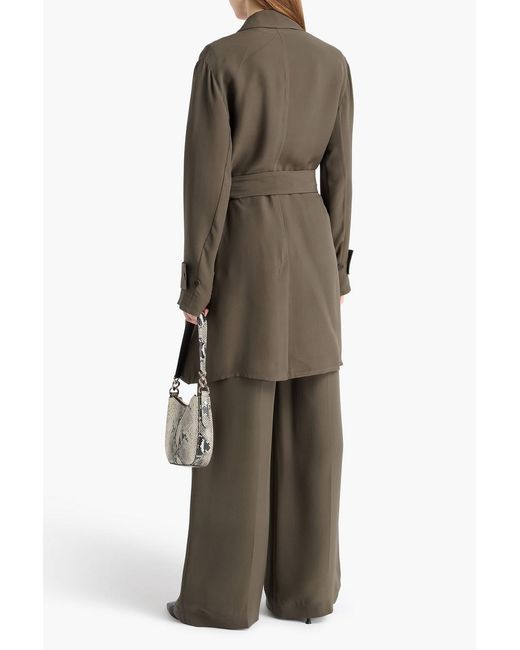 Joseph Green Charah Double-Breasted Silk-Blend Crepe Trench Coat