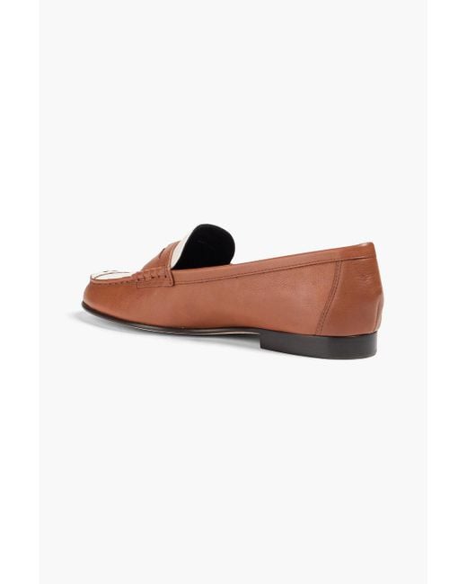 Veronica Beard White Lily Two-tone Leather Penny Loafers
