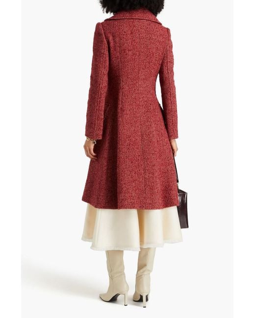 Dolce & Gabbana Red Herringbone Wool-blend Coat
