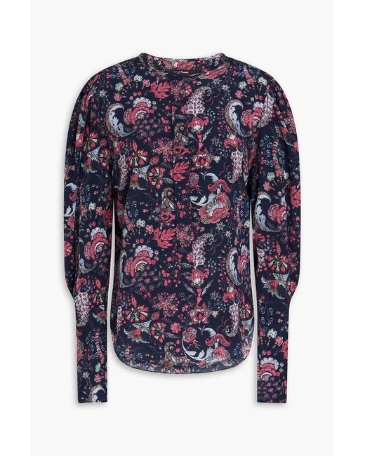 Isabel Marant Blue Bavali Paisley-print Silk-blend Crepe De Chine Blouse