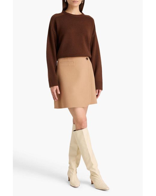 Theory Natural Wool-blend Mini Wrap Skirt