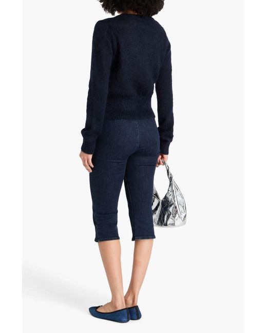 Ganni Blue Weste aus einer mohairmischung mit bindedetail