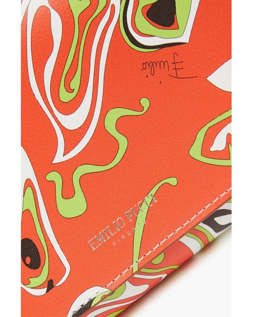 Emilio Pucci Orange Printed Leather Wallet