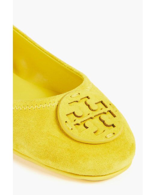 Tory Burch Yellow Suede Ballet Flats
