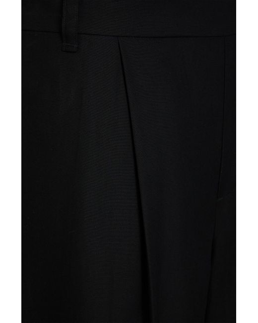 Vince Black Lyocell And Linen-blend Wide-leg Pants