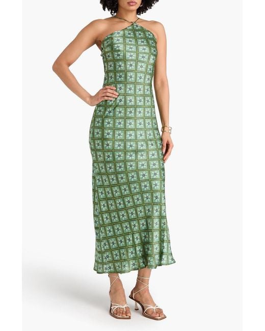 HANNAH Elisa Printed Silk-satin Maxi Dress in Green | Lyst Canada