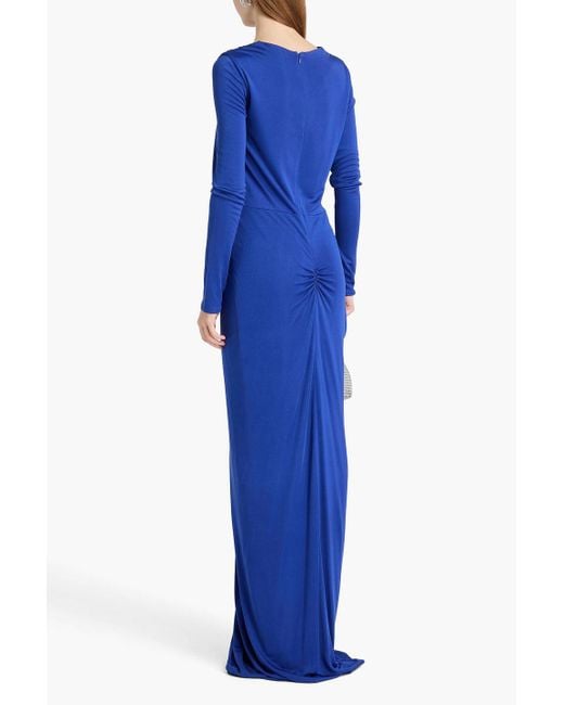 Costarellos Blue Ruched Stretch-jersey Gown