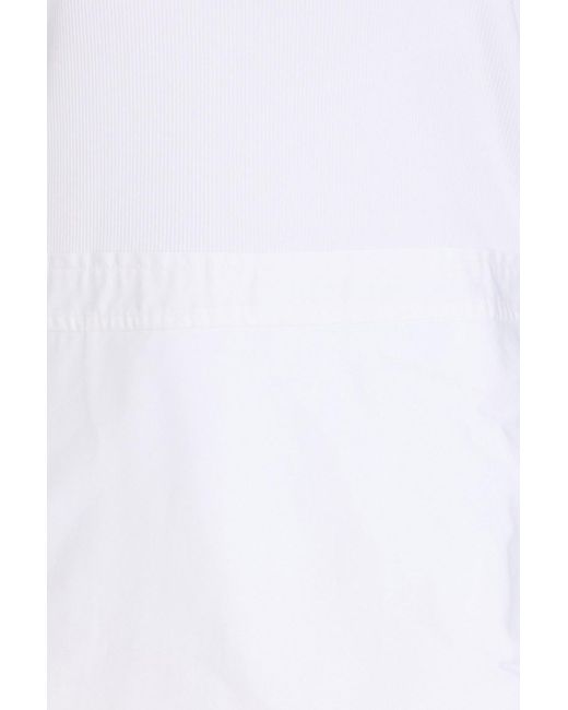 Veronica Beard White Ribbed Jersey Paneled Cotton-blend Poplin Midi Dress