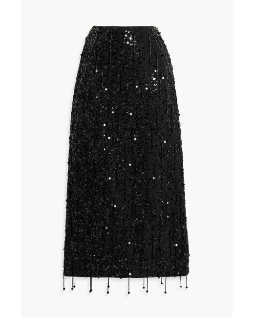 Jonathan Simkhai Black Gisele Embellished Crepe Midi Skirt