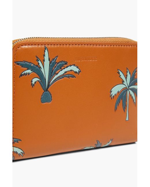 Jil Sander Orange Printed Leather Wallet