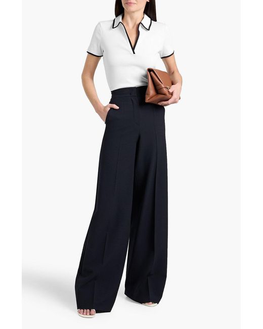 Veronica Beard White Kearney Pima Cotton-Blend Jersey Polo Shirt
