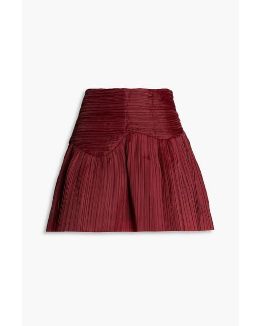 Aje. Red Laurier Wave Plissé-organza Mini Skirt