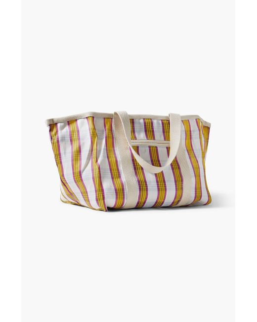 Isabel Marant White Darwen Striped Canvas Tote