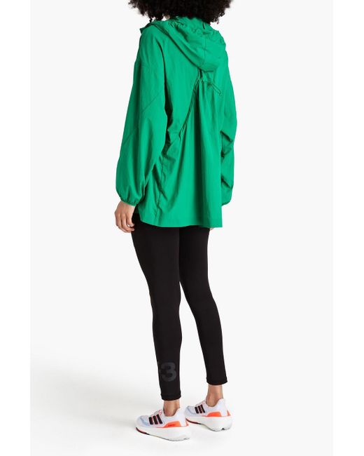 Y-3 Green Gathered Shell Hooded Jacket