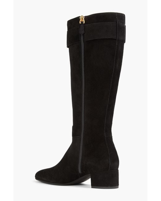 Bally Black Beloaras 40 Buckled Suede Knee Boots