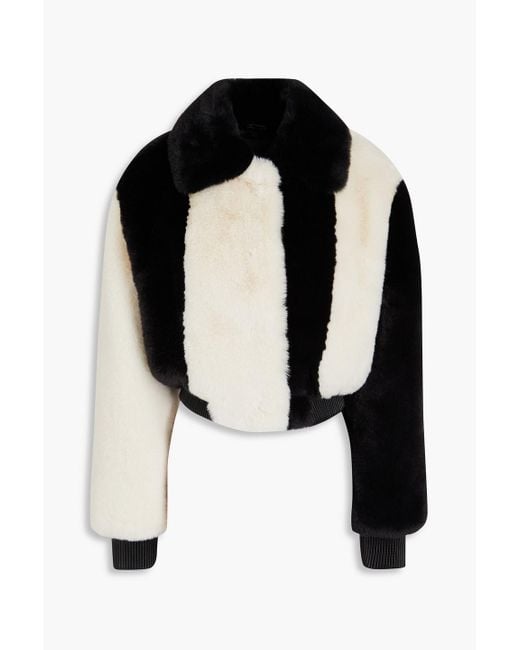 ROTATE BIRGER CHRISTENSEN Black Two-tone Faux Shearling Jacket