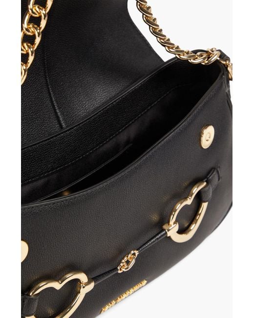 Love Moschino Black Embellished Faux Pebbled-leather Shoulder Bag