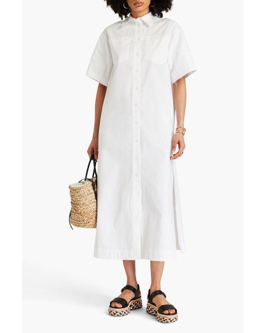 REMAIN Birger Christensen White Cotton-poplin Midi Shirt Dress