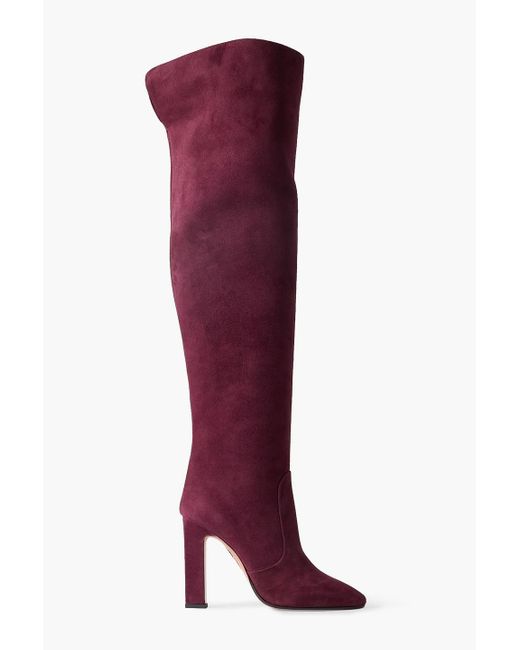 Aquazzura Purple Joplin 105 Suede Over-the-knee Boots