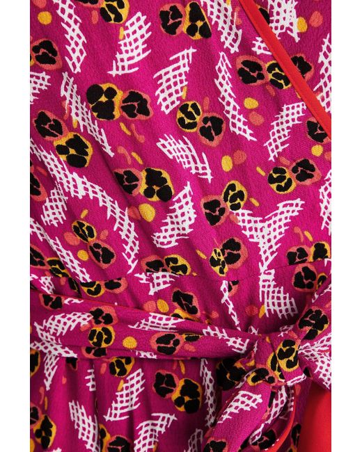 Diane von Furstenberg Pink Linsey bedrucktes mini-wickelkleid aus crêpe