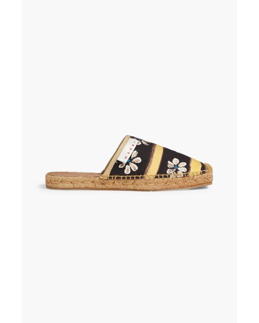 Marni Black Printed Canvas Espadrille Mules