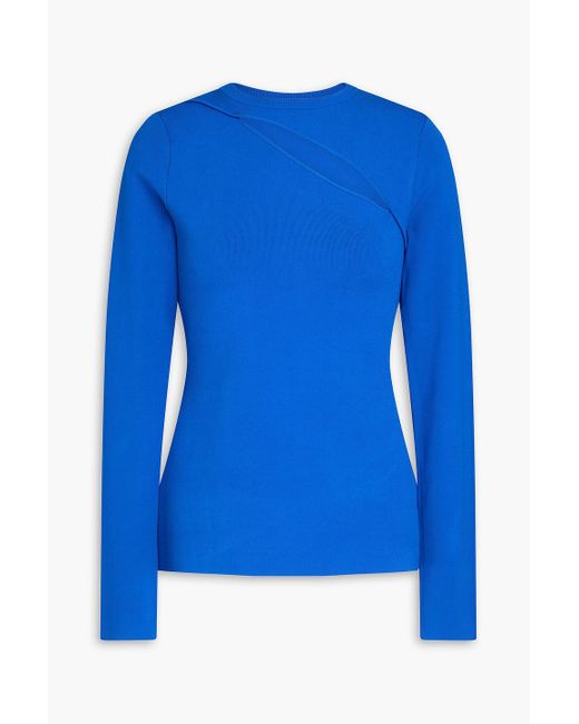 Victoria Beckham Blue Cutout Stretch-knit Top