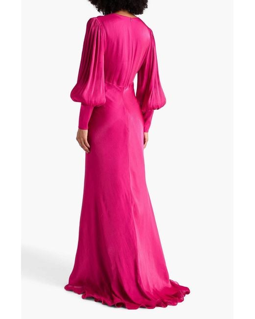 Costarellos Pink Twisted Metallic Georgette Gown