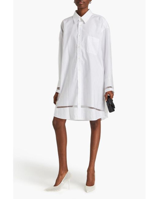Maison Margiela White Organza-layered Cotton-poplin Mini Shirt Dress
