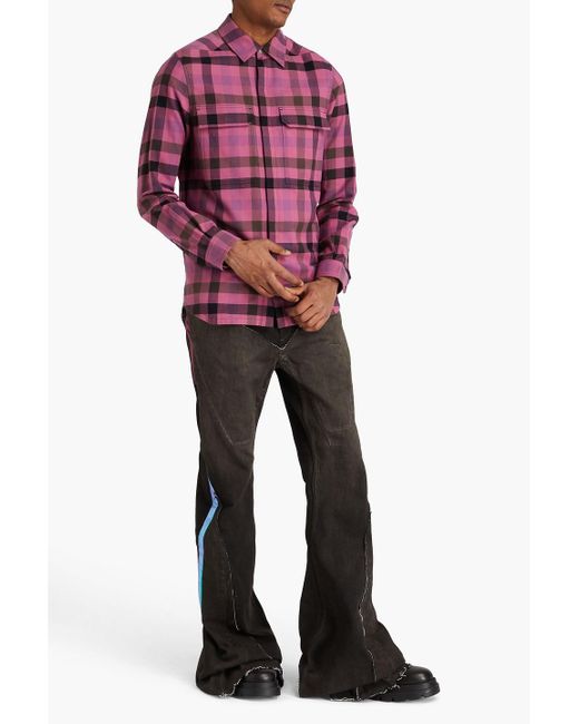 Rick Owens Pink Checked Cotton-flannel Shirt for men