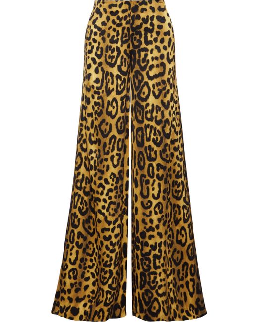 Adam Lippes Multicolor Leopard-print Satin-crepe Wide-leg Pants Animal Print