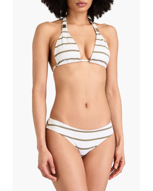 Heidi Klein White St tropez neckholder-bikini-oberteil mit streifen und metallic-effekt