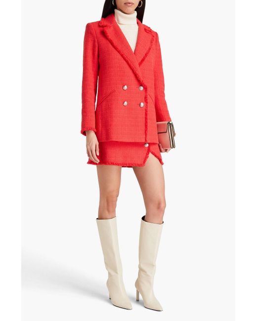 Veronica Beard Red Nayeli Double-breasted Cotton-blend Tweed Jacket