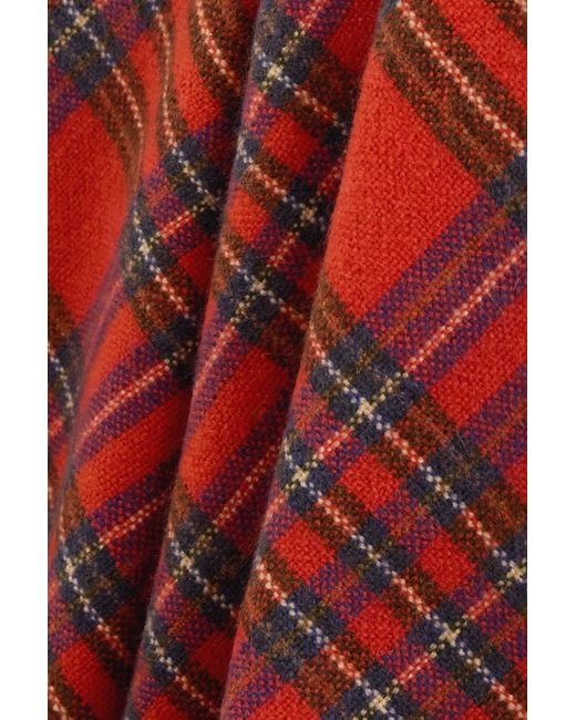 The Elder Statesman Red Fringed Checked Cashmere Throw for men