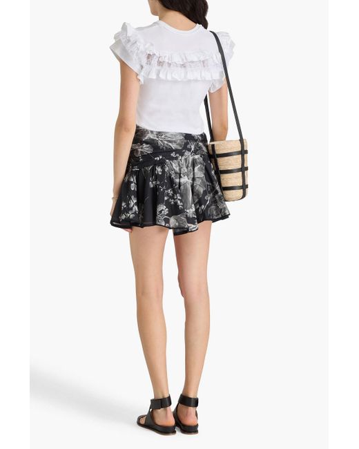 Charo Ruiz Black Ligey minirock aus voile aus einer baumwollmischung mit floralem print und rüschen