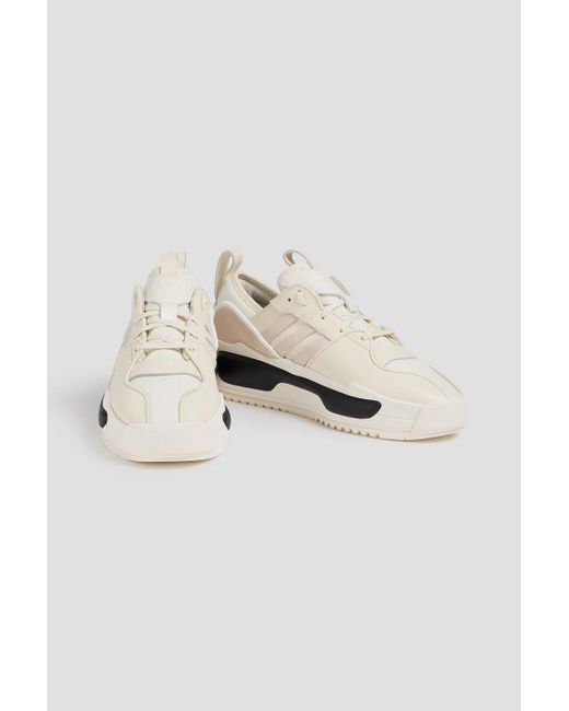 Y-3 White Rivalry Leather, Suede And Scuba Sneakers for men