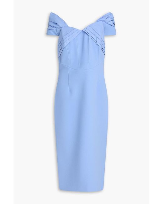 Rebecca Vallance Blue Juliana Off-the-shoulder Crepe Midi Dress