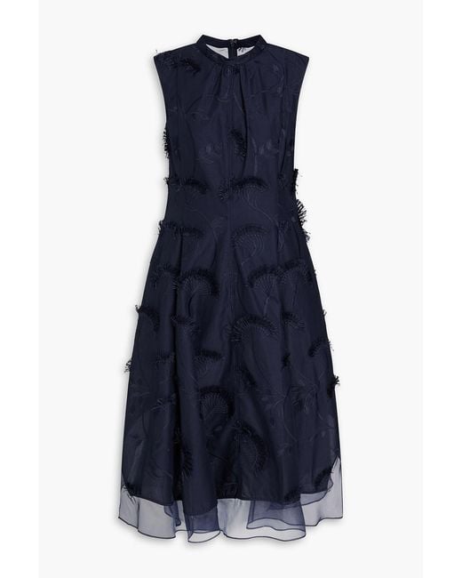 3.1 Phillip Lim Blue Embroidered Fil-Coupé Cotton-Organza Dress