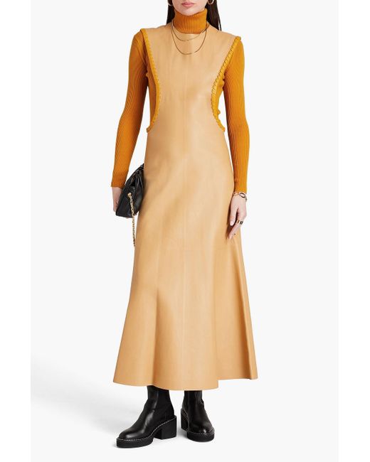 Chloé Natural Whipstitched Leather Maxi Dress