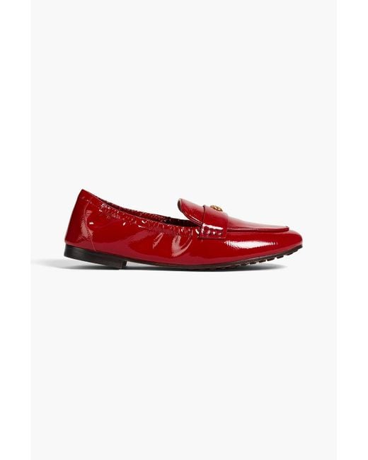 Tory Burch Red Embellished Patent-leather Loafers