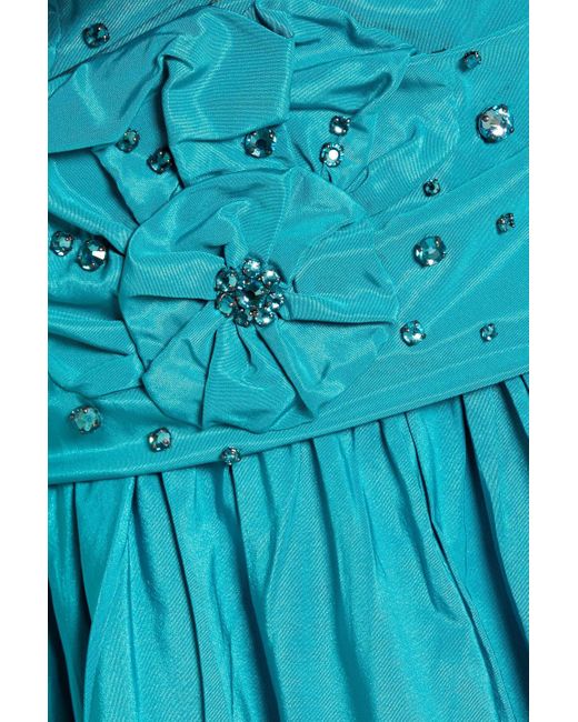 Zuhair Murad Blue Crystal-embellished Ruffled Taffeta Mini Dress