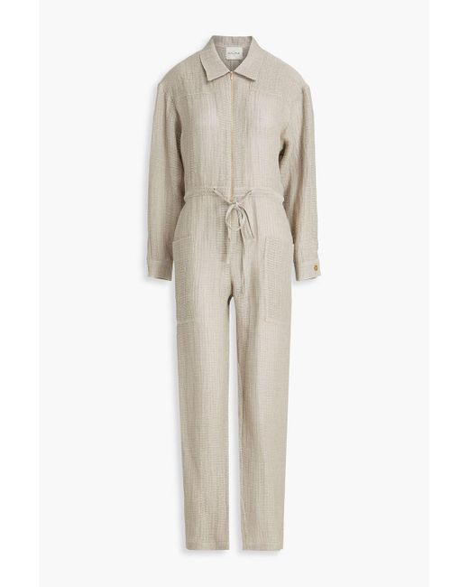 LeKasha Natural Jawadah Linen-Gauze Jumpsuit