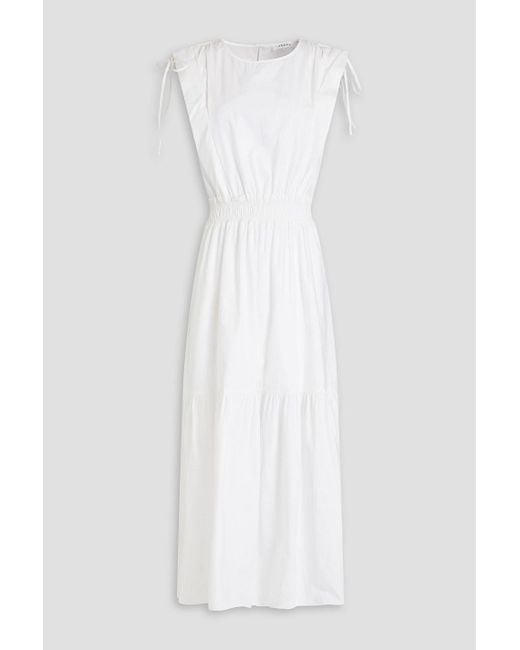 FRAME White Tiered Cotton-poplin Midi Dress