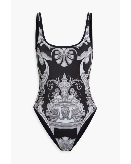 Versace Black Reversible Printed Swimsuit