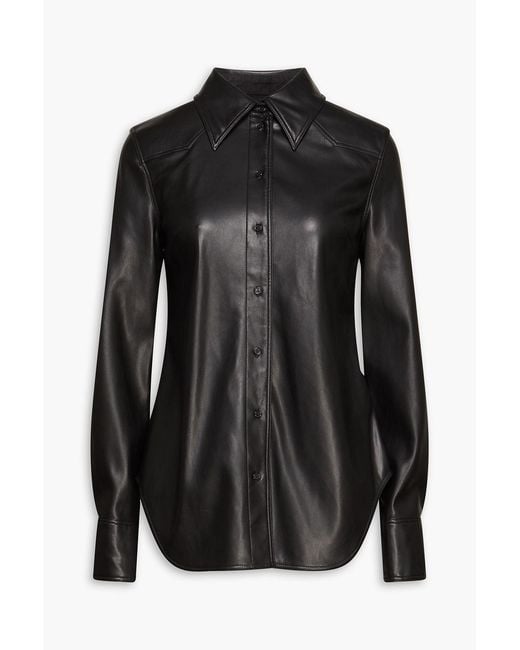 Stand Studio Black Juliana Faux Leather Shirt
