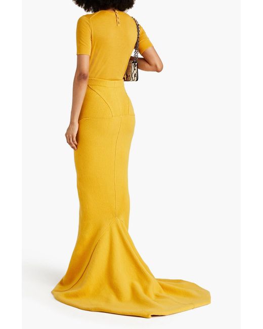 Rick Owens Yellow Cashmere-Blend Maxi Skirt