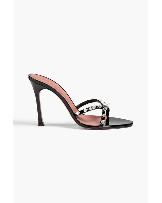 AMINA MUADDI Metallic Felicia Crystal-embellished Patent-leather Mules