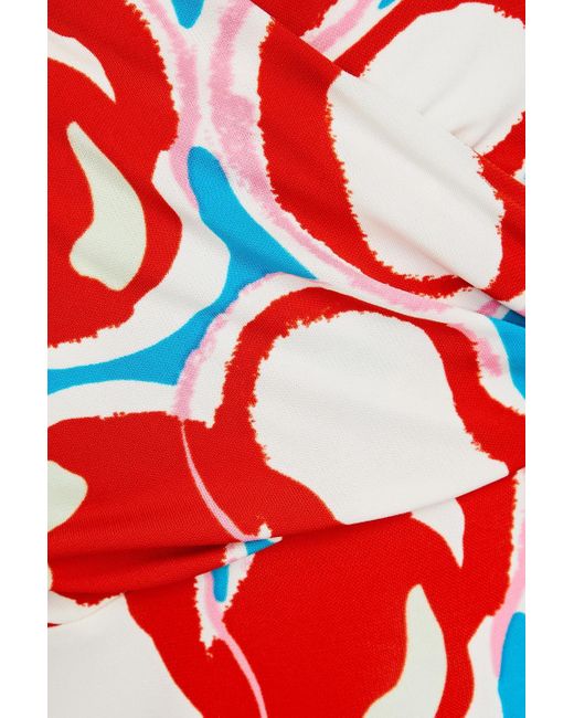 Diane von Furstenberg Red Havana Wrap-effect Printed Jersey Dress