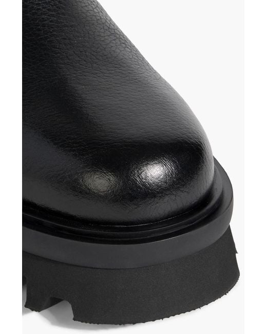 Ferragamo Black Klem Pebbled-Leather Ankle Boots